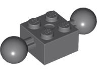 Technic Brick Special 2 x 2 with 10.2mm Balls [Center Mold Indention] in Dark Bluish Gray