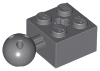 Technic Brick Special 2 x 2 with Ball and Axle Hole, with 6 Holes in Ball in Dark Bluish Gray