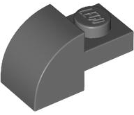Brick Curved 1 x 2 x 1 with Curved Top in Dark Bluish Gray