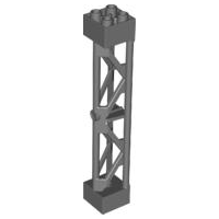 Support 2 x 2 x 10 Girder Triangular Vertical - Type 3 - Axle Hole, 3 Posts in Dark Bluish Gray