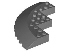Brick Round Corner 10 x 10 with Slope 33° Edge, Axle Hole, Facet Cutout in Dark Bluish Gray