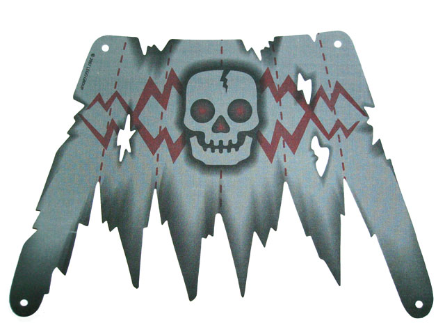 Sail, Tattered, 30 x 20 with Holes, and Red Jagged Lines and Skull Print in Dark Bluish Gray