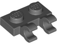 Plate Special 1 x 2 with Clips Horizontal [Open O Clips] in Dark Bluish Gray