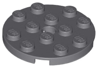 Plate Round 4 x 4 with Pin Hole in Dark Bluish Gray