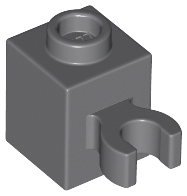 Brick Special 1 x 1 with Clip Vertical [Open O Clip, Hollow Stud] in Dark Bluish Gray
