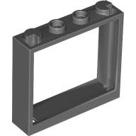 Window 1 x 4 x 3 without Shutter Tabs in Dark Bluish Gray