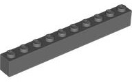 Brick 1 x 10 in Dark Bluish Gray