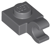 Plate Special 1 x 1 with Clip Horizontal [Thick Open O Clip] in Dark Bluish Gray