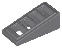 Brick Sloped 18° 2 x 1 x 2/3 with 4 Slots / Grate in Dark Bluish Gray