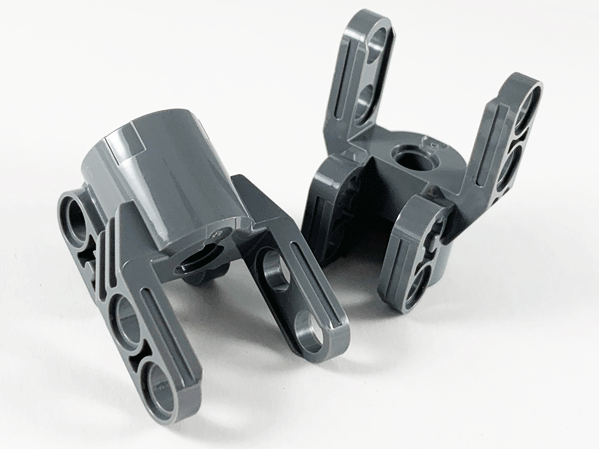 Technic Axle and Pin Connector Block 4 x 3 x 2 1/2 [Linear Actuator Holder] in Dark Bluish Gray