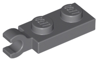 Plate Special 1 x 2 with Clip Horizontal on End in Dark Bluish Gray
