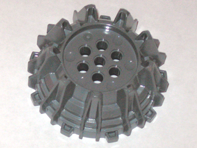 Wheel Hard Plastic with Small Cleats and Flanges in Dark Bluish Gray