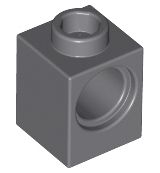 Technic Brick 1 x 1 with Pin Hole in Dark Bluish Gray