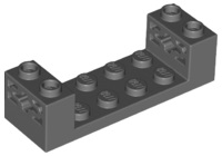 Brick Special 2 x 6 x 1 1/3 with Axle Holes and 2 x 4 Recessed, Bar at Underside in Dark Bluish Gray