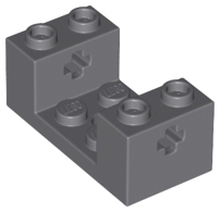 Brick Special 2 x 4 x 1 1/3 with Axle Holes and 2 x 2 Recessed and Hole in Dark Bluish Gray