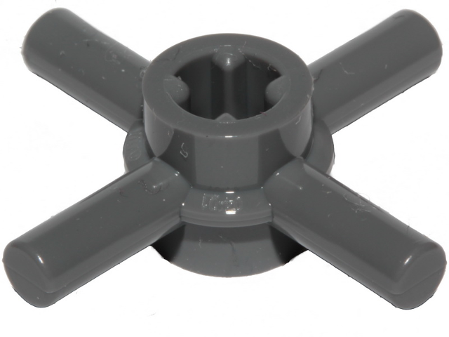 Technic Axle Connector Hub with 4 Bars at 90°, Reinforced Axle Hole in Dark Bluish Gray