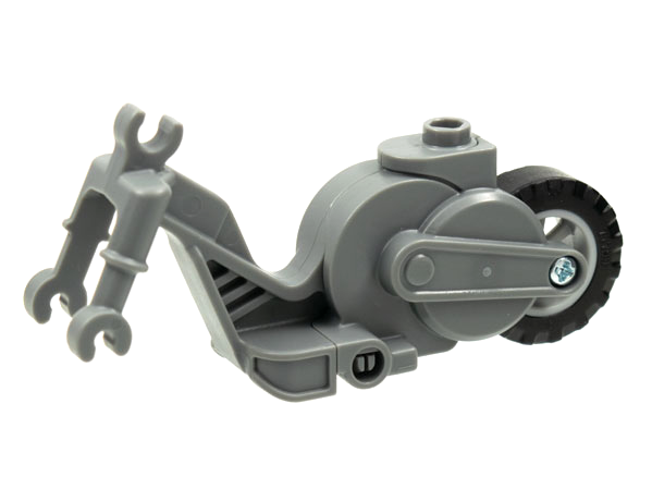 Vehicle Base, Motorcycle Chassis with Light Bluish Gray Flywheel in Dark Bluish Gray