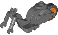 Vehicle Base, Motorcycle Chassis with Orange Flywheel in Dark Bluish Gray