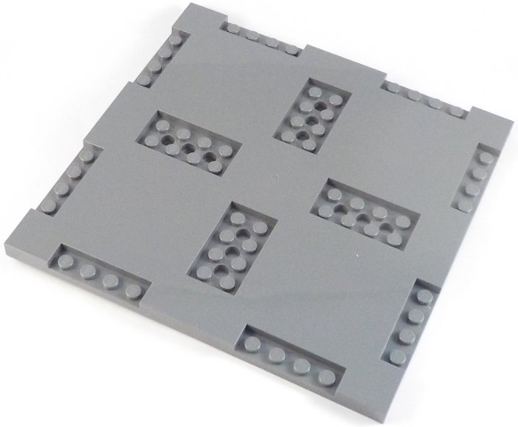 Plate Special 16 x 16 x 2/3 with Eight Recessed Edges with 1 x 4 Studs and Four Recessed Centers with 2 x 4 Studs in Dark Bluish Gray