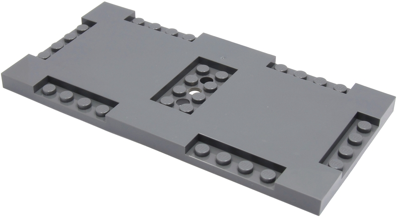 Plate Special 8 x 16 x 2/3 with Six Recessed Edges with 1 x 4 Studs and Recessed Center with 2 x 4 Studs in Dark Bluish Gray