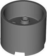 Brick Round 3 x 3 x 2 Recessed Center with 2 x 2 Studs and Axle Hole in Dark Bluish Gray