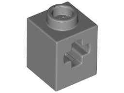 Technic Brick 1 x 1 with Axle Hole in Dark Bluish Gray