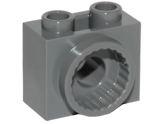 Brick Special 1 x 2 x 1 1/3 with Rotation Joint Socket in Dark Bluish Gray