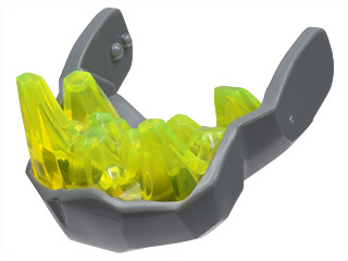 Creature Body Part, Rock Monster King Jaw Lower with Trans-Neon Green Teeth in Dark Bluish Gray