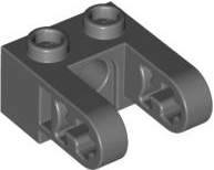 Technic Brick 1 x 2 with Hole and Dual Beam Extensions in Dark Bluish Gray