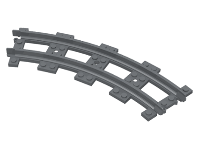 Vehicle Track, Train, Plastic, Narrow, Curve in Dark Bluish Gray