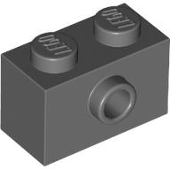 Brick Special 1 x 2 with 1 Center Stud on 1 Side, Bottom Stud Holder in Dark Bluish Gray