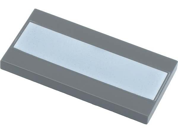Tile 2 x 4 with White Stripe Print in Dark Bluish Gray