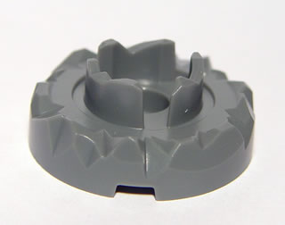 Turntable 4 x 4 Top with Jagged Edge and Three Segments (Atlantis Key Holder) in Dark Bluish Gray