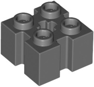 Brick Special 2 x 2 with Grooves and Axle Hole in Dark Bluish Gray