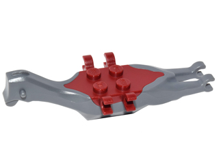 Animal Body Part, Dinosaur, Pteranodon Body, 4 Studs, 6 Clips with Dark Red Top in Dark Bluish Gray