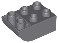Duplo Brick 2 x 3 with Curved Bottom in Dark Bluish Gray