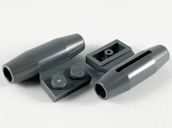 Engine, Smooth Small, 1 x 2 Side Plate with Axle Holders and Slot in Dark Bluish Gray
