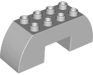 Duplo Brick 2 x 6 x 2 Curved with 2 x 2 Cutout on Bottom in Light Bluish Gray