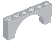 Brick Arch 1 x 6 x 2 - Very Thin Top without Reinforced Underside in Light Bluish Gray
