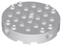 Brick Round 6 x 6 with 4 Side Pin Holes and Center Hole in Light Bluish Gray