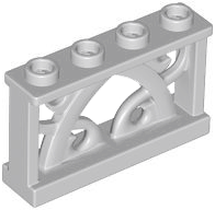 Fence Ornamented 1 x 4 x 2 with 4 Studs in Light Bluish Gray