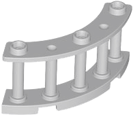 Fence Spindled 4 x 4 x 2 Quarter Round with 3 Studs in Light Bluish Gray