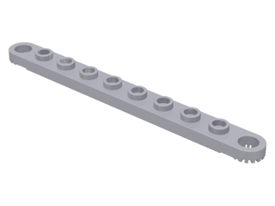 Technic Plate 1 x 10 with Toothed Ends in Light Bluish Gray