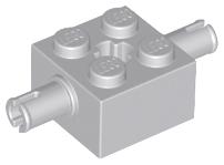 Brick Special 2 x 2 with 2 Pins and Axle Hole in Light Bluish Gray