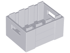 Box / Crate with Handholds 3 x 4 x 1 2/3 in Light Bluish Gray