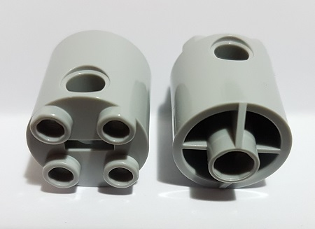 Brick Round 2 x 2 x 2 Robot Body, Axle Holder '+' Orientation in Light Bluish Gray