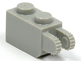 Hinge Brick 1 x 2 Locking with 2 Fingers Vertical End, 9 Teeth in Light Bluish Gray