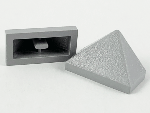 Brick Sloped 45° 2 x 1 Triple with Ovoid Bottom Pin in Light Bluish Gray