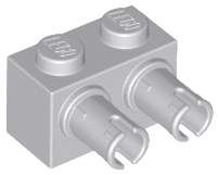 Brick Special 1 x 2 with 2 Pins, Round Pin Holes in Light Bluish Gray