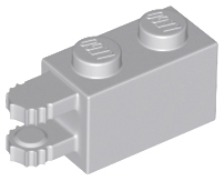 Hinge Brick 1 x 2 Locking with 2 Fingers Horizontal End, 9 Teeth in Light Bluish Gray